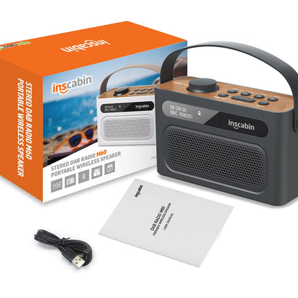 Inscabin M60 kaasaskantav DAB/DAB + FM digitaalraadio/Bluetooth/stereoheli/kaks kõlarit/kaks äratuskella/subwoofer/laetav aku/kaunis disain (must)