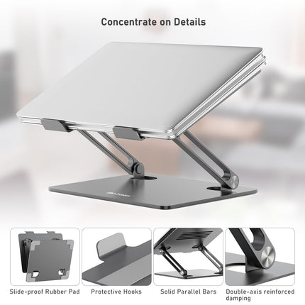 BoYata sülearvutialus, mitme nurga all ventilatsiooniavadega, reguleeritav sülearvutialus, ühildub sülearvutitega (11–15 tolli), sh MacBook Pro/Air, Dell, Samsung, HP (hall)