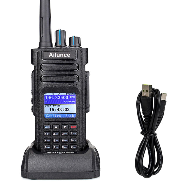 Retevis Ailunce HD1 10W DMR amatöörraadio, GPS, kahe sagedusala, digitaalne kahesuunaline raadio, C-tüüpi 3200mAh aku, IP67 veekindel, 16 klahvi DTMF, ühildub amatöörraadioga (1 pakk, must)