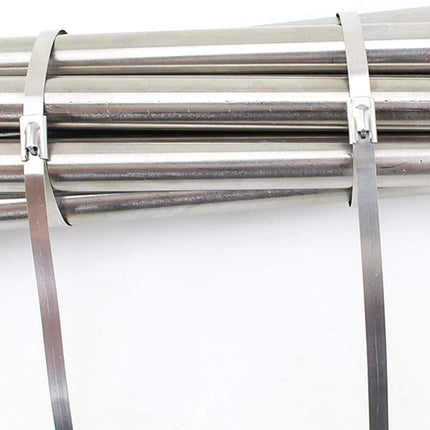 Mosie Stainless Steel Cable Ties, 50 Pack, 4.6 x 300 mm, SS304 Stainless Steel Cable Ties, Metal Cable Ties, Exhaust Wrap, Coated Locking, Cable Ties, 316 Marine Grade Metal Tie Wraps