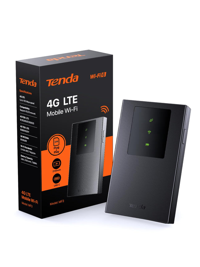 Tenda MF3 mobiilne WiFi ruuter SIM-kaartidele, AX300 Wi-Fi 6 kaasaskantav leviala, 2100mAh aku, USB-C port, Plug &amp; Play, WPA3, 4G modem, MiFi, minisuuruses, ühildub Nano SIM-kaartidega
