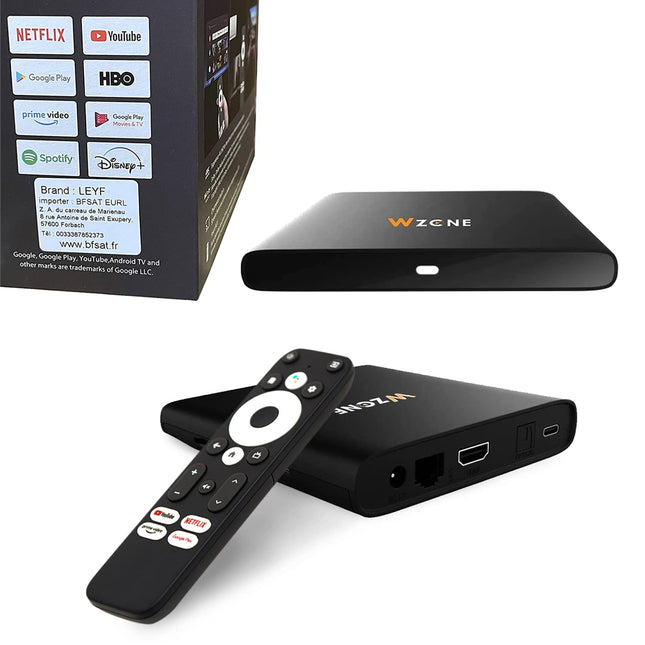 Leyf 4K UHD Android TV Box originaal, Google LLC ja Netflixi, Disney, Prime Video WiFi, Type-C, HDMI 2.1, USB 3.0, Ethernet, MicroSD/nutiterv, Chromecast, YouTube'i litsentsiga