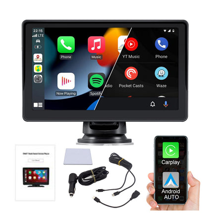 Kaasaskantav juhtmevaba autoraadio Apple CarPlay ja Android Auto ühendusega, 7-tollise IPS-puutetundliku ekraaniga autoaudio vastuvõtja, toetab Bluetoothi, FM-i, GPS-i ja Mirror Linki