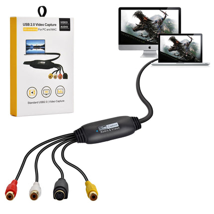 Amtake VHS USB 2.0 videograbber, VHS digiteerimisseadme muundur, heli- ja videokaart, vana VHS Mini DV Hi8 DVD videomaki digitaalmuundur Macile, Windows 2000, XP, WIN7/8/10/11, Vistale