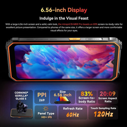 Blackview BV4800 Pro Outdoor Mobile Phone without Contract 2025, 12GB+128GB-2TB, 6.56" HD+ Outdoor Smartphone Android 14, 16MP+8MP, 5180mAh Battery, IP68 Waterproof Mobile Phone, Dual 4G LTE, NFC, OTG, GPS, FM, Orange