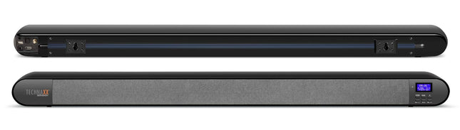Technaxx DAB+ heliriba TX-139 - 7 LED-taustavärvi, DAB+, FM-raadio, Bluetooth V5.0, HDMI ARC, USB, AUX-IN, kella- ja äratusfunktsioon, LCD-ekraan, kaugjuhtimispult, TV, muusika, heli, mobiiltelefon, tahvelarvuti, raadio
