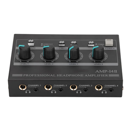 Annadue 4-kanaliline metallist stereohelivõimendi, kompaktne 4-suunaline stereokõrvaklapivõimendi 12V 1.5A adapteriga stuudiolavale (#1)