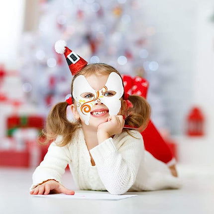 12 valget maski, kassimask, maskid maalimiseks, värvimata tühi pabermask, rebasemask, karneval, pidu, maskiballi pidu, halloween, karneval, cosplay, isetegemise maalimine, innovatsioon