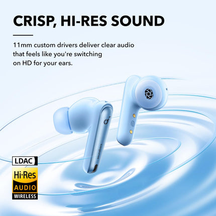 Soundcore by Anker Liberty 4 NC juhtmevabad mürasummutavad kõrvaklapid, 98,5% mürasummutus, adaptiivne mürasummutus kõrvadele ja ümbrusele, kõrglahutusega heli, 50H taasesitus (helesinine)