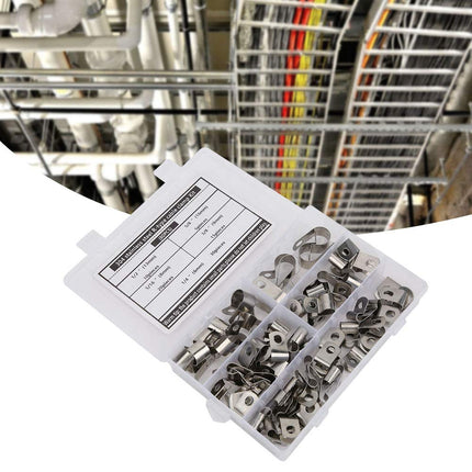 Kaabliklambrite komplekt, roostevabast terasest kaabliklamber, 80 tükki, R-tüüpi klamber, kaabliklambrite komplekt, riistvara osad, roostevaba teras 304, vastupidav, 6 kuni 16 mm