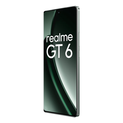 Realme GT6 nutitelefon 5G 12+256 GB, Snapdragon 8s Gen 3 kiibistik, 6000nit üliere ekraan, Sony LYT-808 OIS kaamera, 120W SUPERVOOC laadimine, 5500mAh massiivne aku, habemenuga roheline (adapterit pole)