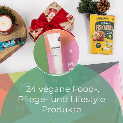 veganbox saa inspiratsiooni BOX advendikalender Eco 24 vegan toodet Marie Johnsonilt Jätkusuutlik advendikalender 2022 ilu, toidu ja palju muuga beež