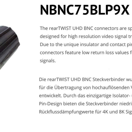 SOMMER CABLE videoühenduskaabel 6G-SDI / 4K SC-Vector 0.8/3.7, BNC/BNC NBNC75BLP9X NEUTRIK roheline (15m)
