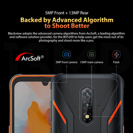 Blackview lepinguta õues kasutatav nutitelefon BV5200, ArcSoft® 13MP+5MP, 4GB+32GB (1TB laienduskaart), Android 12 DUAL SIM IP68 MIL-STD-810H veekindel nutitelefon, 6.1'' HD+, 5180mAh aku, NFC GPS, roheline