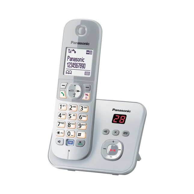 Panasonic KX-TG6821GS DECT juhtmeta telefon automaatvastajaga (madala kiirgusega, ökorežiim, GAP-telefon, lauatelefon, kõnepiirang) pärlhõbedane
