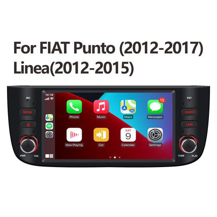 Autoraadio FIAT Linea Punto Evo 2012-2017 juhtmevaba CarPlay ja Android Auto stereoga Linea 2012-2015 puutetundliku ekraaniga IPS/Bluetooth/peegliühendus/FM/AM/USB