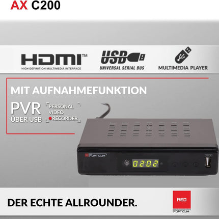 Opticum C200 PVR HDTV kaabelvastuvõtja (PVR-valmis, HDMI, Full HD, USB, EPG, SCART) must