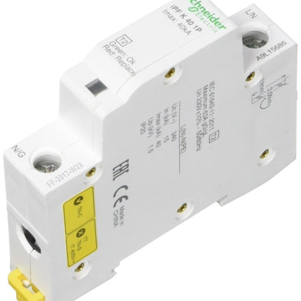 Schneider A9L15686 Finder SPD-d IPF 40 KA 1P ülepingekaitse, 340 V, valge