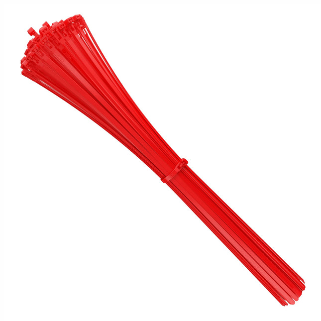 intervisio cable ties resealable, 540mm x 7.6mm, red, extra long, 100 pieces, releasable, reusable