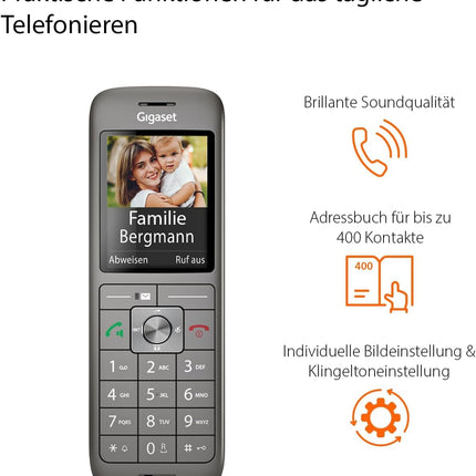 Gigaset CL660HX - disainer-DECT-telefonitoru laadimisalusega - Fritzbox-ühilduv - kvaliteetne juhtmeta telefon ruuteritele ja DECT-baasjaamadele, antratsiitmetallik [saksa versioon] [ilma baasjaamata]
