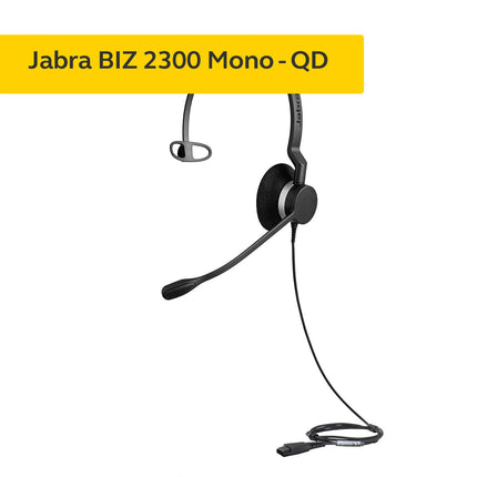 Jabra Q711011 Biz 2300 QD kõrvapealsed monopeakomplektid kiire lahtiühendamisega - mürasummutavad juhtmega kõrvaklapid lauatelefonidele, mustad, kiire lahtiühendamine