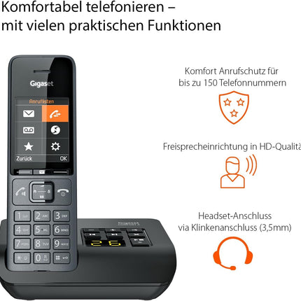 Gigaset Comfort 520A Duo - 2 juhtmeta DECT-telefoni automaatvastajaga - parim helikvaliteet valjuhääldiga - ärge segage - aadressiraamat 200 kontaktile, titaanmust [saksa versioon]