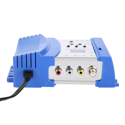 Lairiba audio/video RF-modulaator, digitaalse ekraaniga RF-modulaator AV-RF AV-TV muundur VHF UHF, ergonoomiline RF-modulaator LED-iga satelliitvastuvõtja/videokaamera/videomaki/DVD jaoks