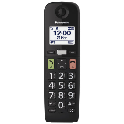 Panasonic KX-TGU133EXB digitaalne juhtmeta telefon automaatvastaja, baasjaama ja 3 käsitelefoniga, LCD-ekraan, suured nupud, lemmikute nupp, kuuldeaparaatidega ühilduv, must