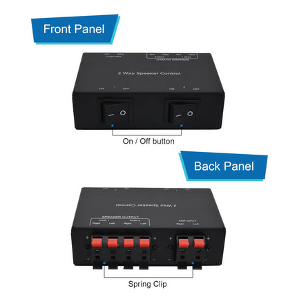 ADWITS 2-Channel Passive Speaker Selector, 2-Zone Sound Distribution Box Hub, Supports up to 150W/Channel, Square Full Metal Box