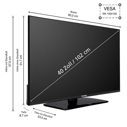 Telefunken 40-tolline televiisor XF40N750M Full HD televiisor 102 cm ekraani diagonaaliga ja integreeritud kolmekordse tuuneriga, LED-teler must