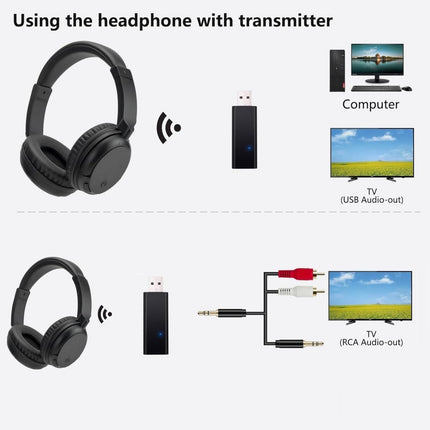 Bluetooth-juhtmevabad kõrvaklapid USB-saatjaga, Bluetooth 5.3 kõrvaklapid, juhtmevabad teleri peakomplektid, sissetõmmatav peavõru, ülikerged kõrvaklapid, juhtmevabad kõrvaklapid eakatele ja täiskasvanutele, heli viivituseta