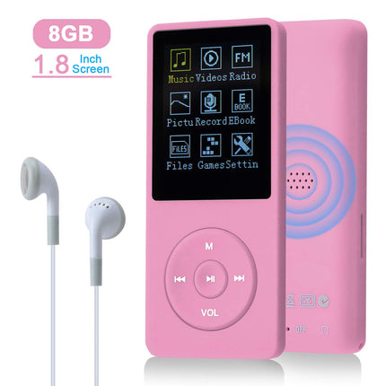 COVVY 8GB Portable MP3 Music Player, Supports up to 64GB SD Card, Lossless Sound HiFi MP3 Player, Music/Video/Voice Recording/FM Radio/E-Book Reader/Photo Viewer (8G, Pink)