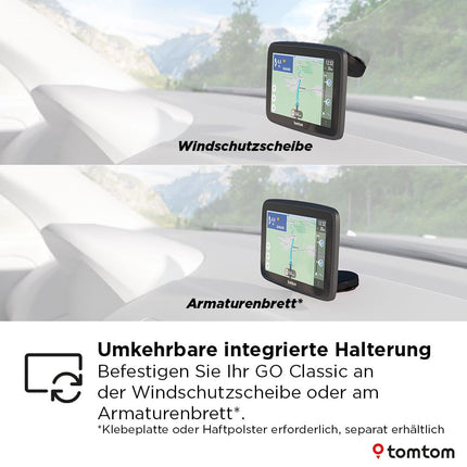 TomTom GO Classic teise auto navigatsiooniseade (6-tolline, liiklusummikute vältimine tänu TomTom Trafficule, Euroopa kaardi uuendused kaasas, uuendused WiFi kaudu, dünaamiline sõiduraja abiline, integreeritud, pööratav kinnitus)