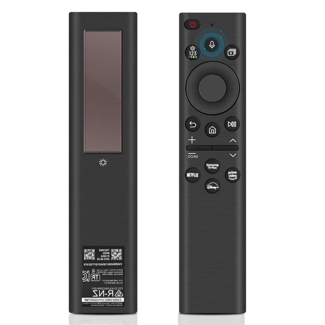 BN59-01385A Samsungi asenduspult, universaalne päikeseenergial töötav hääljuhtimispult Samsungi nutiteleritele, 4 otsetee nupuga, ühildub The Frame Neo QLED ja Crystal UHD seeria teleritega