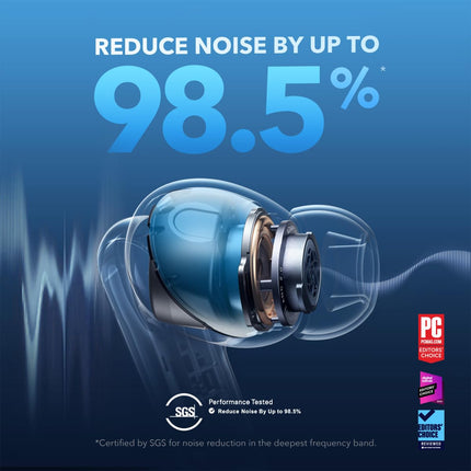Soundcore by Anker Liberty 4 NC Bluetooth mürasummutavad kõrvaklapid, 98,5% mürasummutus, adaptiivne mürasummutus kõrvadele ja ruumiline heli, kõrglahutusega heli, 50H taasesitus (must)