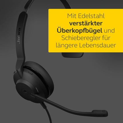 Jabra Evolve2 30 peakomplekt – monomüra summutavad kõrvaklapid – UC sertifitseeritud – kahe mikrofoniga kõnetehnoloogiaga – USB-A-kaabel – must
