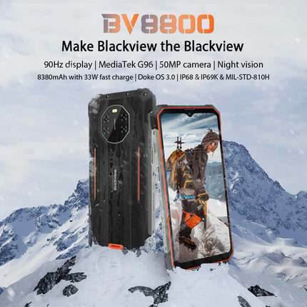 Blackview BV8800 lepinguta õues kasutatav nutitelefon, 6,58-tolline 90Hz FHD+ ekraan, 50MP tehisintellektiga neljakaamera, infrapuna-öise nägemisega, Helio G96 8GB+128GB, 8380mAh aku, IP68 Android 11 veekindel telefon, GPS NFC roheline