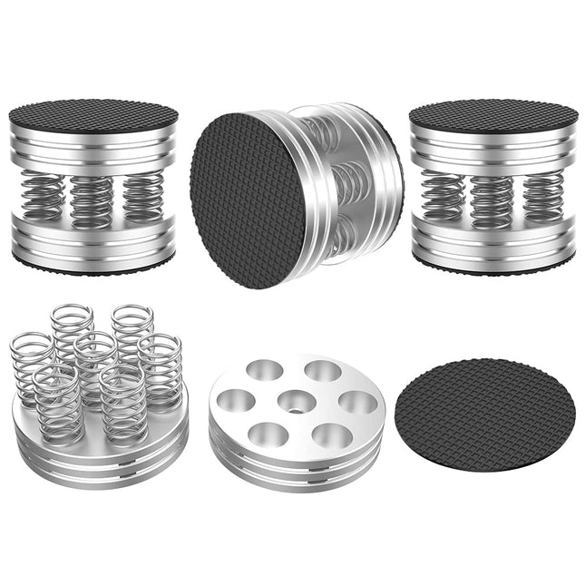 Tertullus 4 Pieces High-End Speaker Feet Vibration Damper Aluminum Feet Audio Absorber Speaker Stands with Non-Slip Rubber Resonance Damper (Silver)