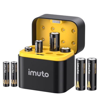 imuto 1,5 V laetavate liitiumakude komplekt (4x AA + 4x AAA) nutika laadimisümbrisega – 3000 mWh/1300 mWh suure jõudlusega akud, 1600 laadimistsüklit