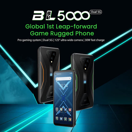 Blackview 5G mänguritele mõeldud õuenutitelefon ilma lepinguta BL5000, 8GB+128GB, Android 11 IP68 vastupidav telefon, 6.36'' FHD+, 4980mAh aku, spetsiaalsed mängurežiimid, 125° ülilainurkkaamera, GPS NFC oranž