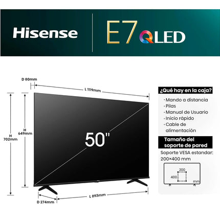 Hisense 50E77NQ (126 cm (50 tolli), must, UltraHD/4K, kolmekordne tuuner, PVR)