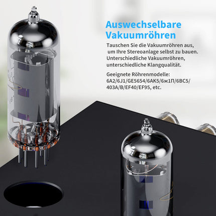 Fosi Audio T20 Tube Amplifier Valve Amplifier, 2-Channel Class D Power Amplifier Bluetooth Mini Headphone Amplifier, 6A2 Vacuum Tubes for Speakers