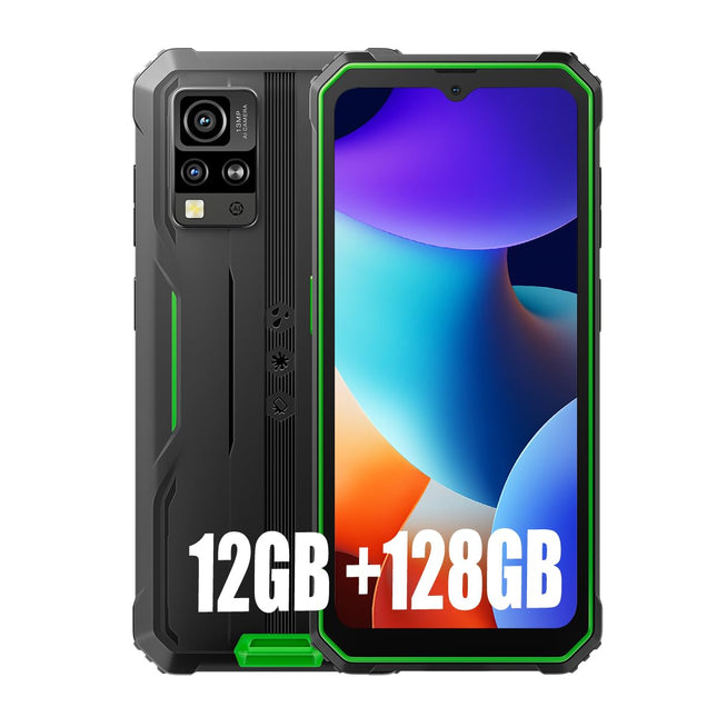 Blackview BV4800 PRO õuemobiiltelefon, 5180mAh, 12GB+128GB/2TB (2025), lepinguta nutitelefon, 6.56" 90Hz, IP69K veekindel, ehitusplatsi telefon, 5MP+13MP/kaks 4G/OTG/GPS/NFC/sõrmejäljelugeja (roheline)