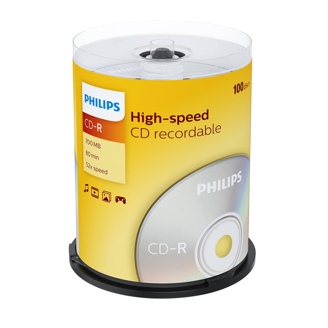 Philipsi kiired CD-R-toorikud (700 MB / 80 minutit, 52x kiirus, 100-spindliga)