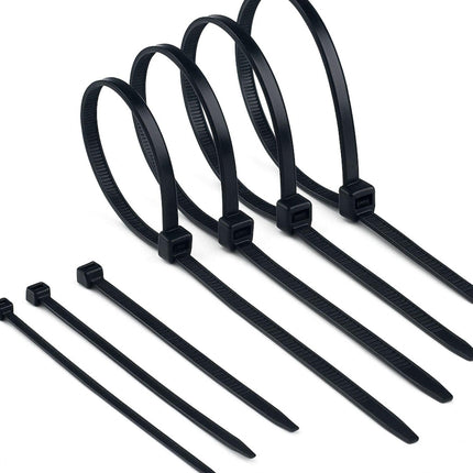 Plastmassist kaablisidemed - mustade kaablisidemete komplekt - Fix-Level - erineva suuruse ja koguse kaablisidemed - väga vastupidavad - suured kaablisidemed (äärik 4,8 x 430/200 tk)