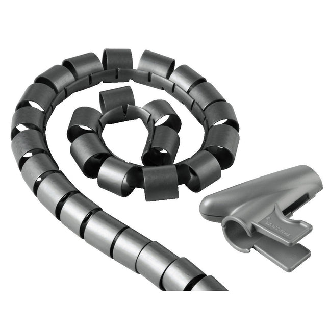 Hama cable conduit with pull-in aid (flexible cable duct for cable management and cable protection, cable spiral for flexible bundle width, plastic, Ø 30 mm, 1.5 m) Silver