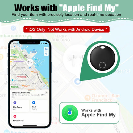 Ainiv Smart Tag Pro, 4-osaline võtmeleidja, kohvri jälgija, mis ühildub Apple Find My? rakendusega (ainult iOS), kadumisvastane Bluetooth-võtmeleidja pagasi/kottide jaoks, vahetatav aku, IP67 veekindel