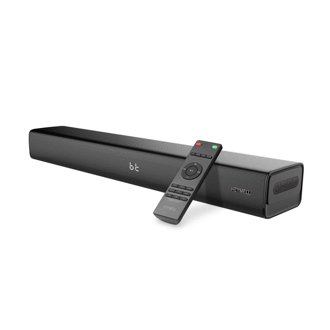 Heymell väike 60 cm 2.1-kanaliline Bluetooth-arvuti kõlar-soundbar teleriseadmetele, 120 W ruumilise heli, dialoogi võimendusega soundbar, arvuti, HDMI ARC optiline Aux, seinakinnitus.