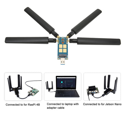 Topiky 5G DONGLE laiendusplaat, 5G dongliplaat, 4 antenni, alumiiniumisulam, ABS, USB3.1 - M.2 võtme B kaart 5G mooduli, sülearvuti, interneti jaoks