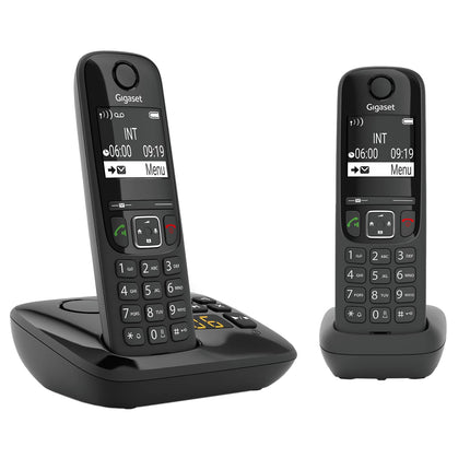 Gigaset AS690A Duo - 2 Cordless DECT Phones with Answering Machine - High-Contrast Display - Adjustable Sound Profiles - Hands-Free Function - Do Not Disturb, Black [German Version]